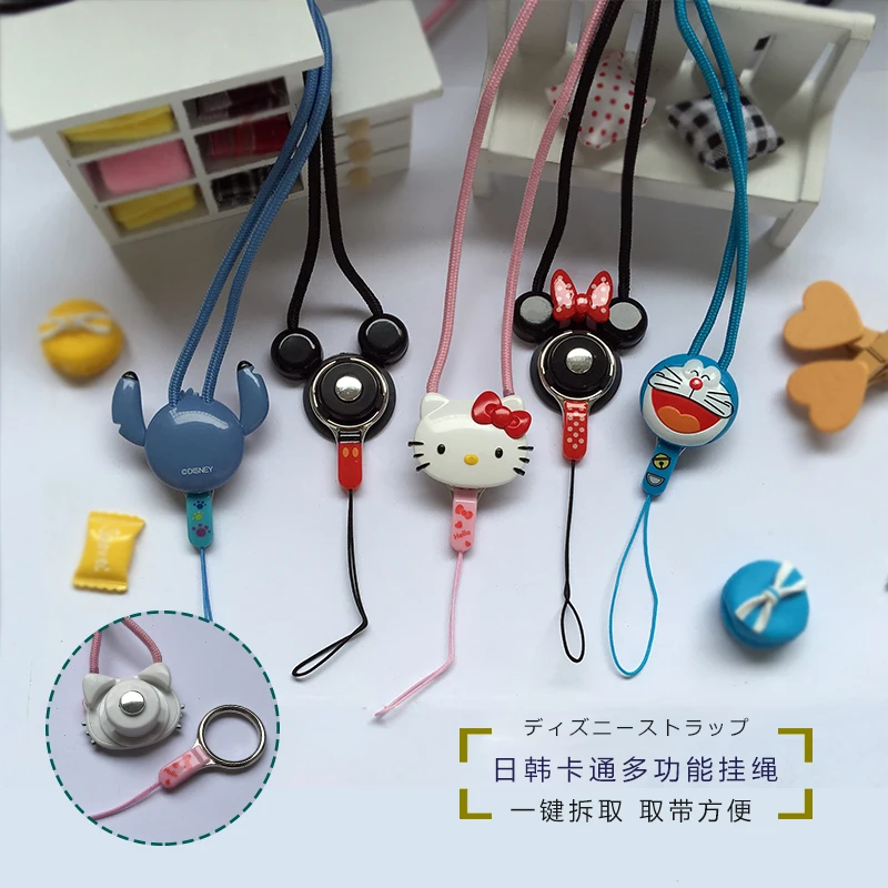 

Lovely Cartoon Lanyard Nylon Mobile Phone Straps Mickey Minnie Hello Kitty for Keys 2 in 1 Lanyard for Case Cover for Cards