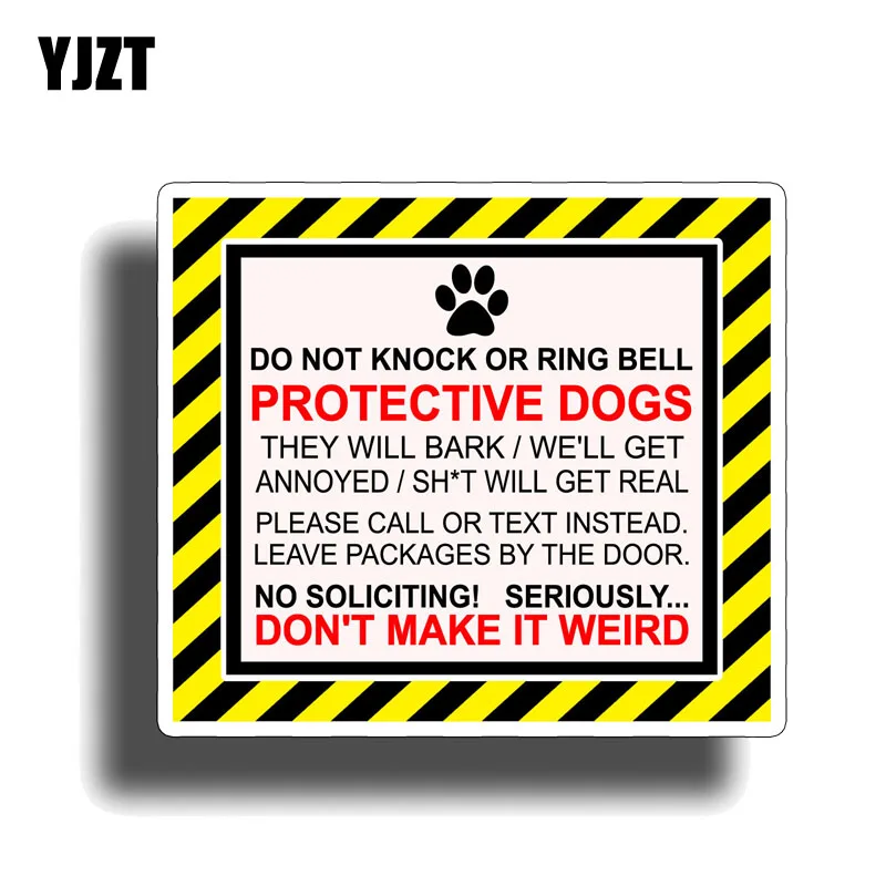 

YJZT 13.4CM*11.6CM Warning DO NOT KNOCK OR RING BELL Protective Dog Funny PVC Decal Car Sticker 12-1163