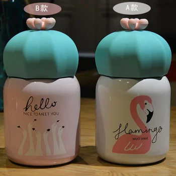 

OUSSIRRO Ins Fashion Style Flamingos / Cactus Thermos Pretty Coffee Mini Thermos Mug 304 Stainless Steel Vacuum Water Bottle