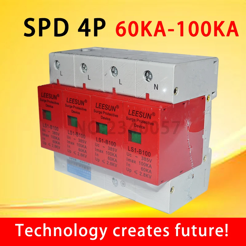 SPD 3 P+ N устройство защиты от перенапряжения 60KA~ 100KA B~ 385VAC Защита от перенапряжения дома Защита от перенапряжения Защита от низкого напряжения Device4P