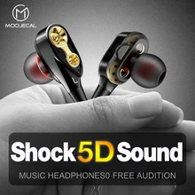 MOOJECAL çift sürücülü kulaklık Kulak Stereo Bas kulaklık Spor Koşu HIFI Kulaklıklar Için xiaomi fone de ouvido auriculares Mp3(China)