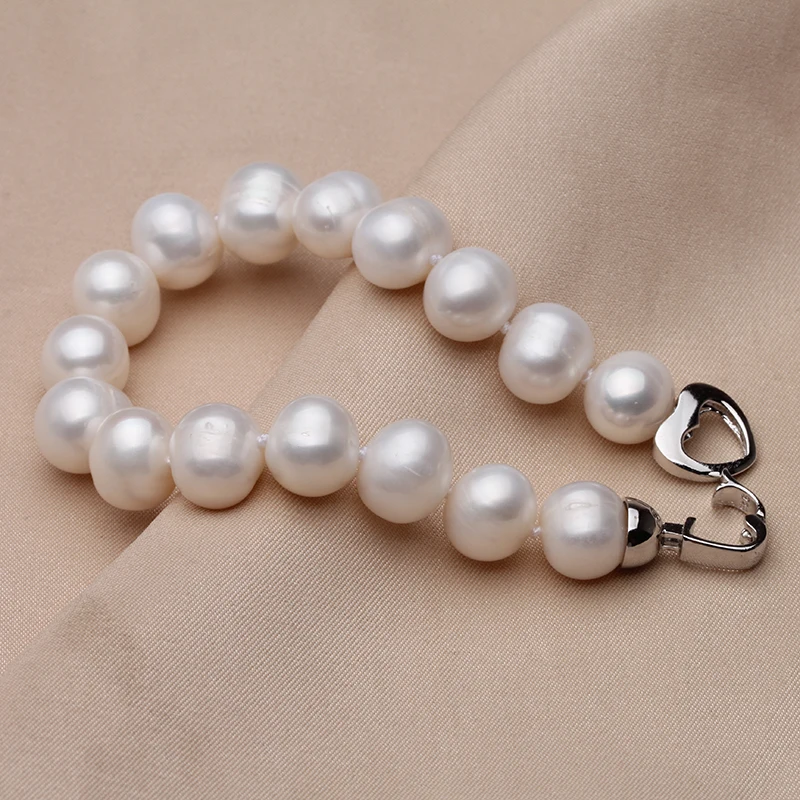 Real Natural Near Round Pearl Bracelet Femme,Fashion White Freshwater Pearl Bracelet Girl Birthday Gift