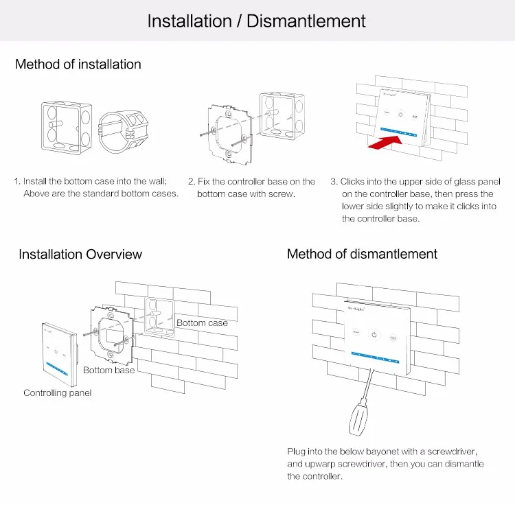 Milight P1 DC12-24V Яркость затемняя Смарт Панель контроллер для одного цвета светодиодные полосы света Milight лампы или