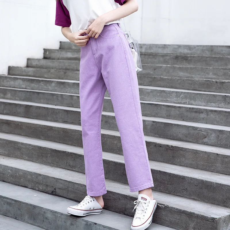 Fall White Mom Jeans Vintage High Waisted Wide Leg Jeans Women Cropped Baggy Straight Leg Jeans Chic Casual Denim Pants