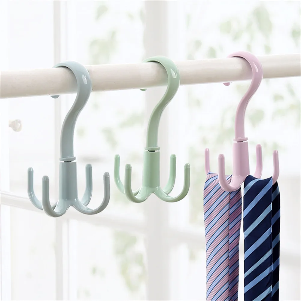 New Plastic Rotating Tie Rack Hook Tie Holder Bag Belt Organizer Closet