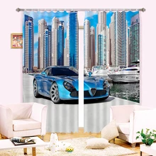 New Cartoon 3D Blackout Curtains Luxury sports Car Pattern Fabric Children Bedroom Curtains kitchen curtains for Living Room