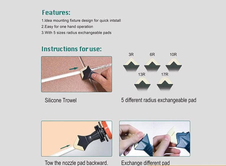 silicone trowel with 5different sizes