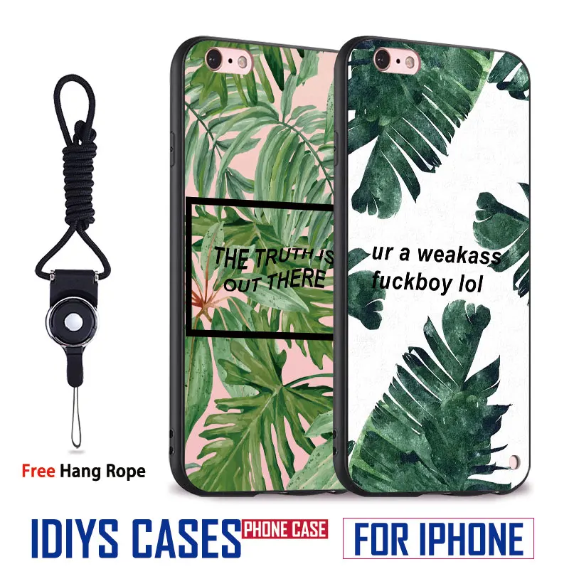 

Green plants fresh With Hang Rope Soft Silicone Mobile Phone Case Cover Shell Bag For Apple iPhone 5 SE 5S 6 6S Plus 7 7Plus