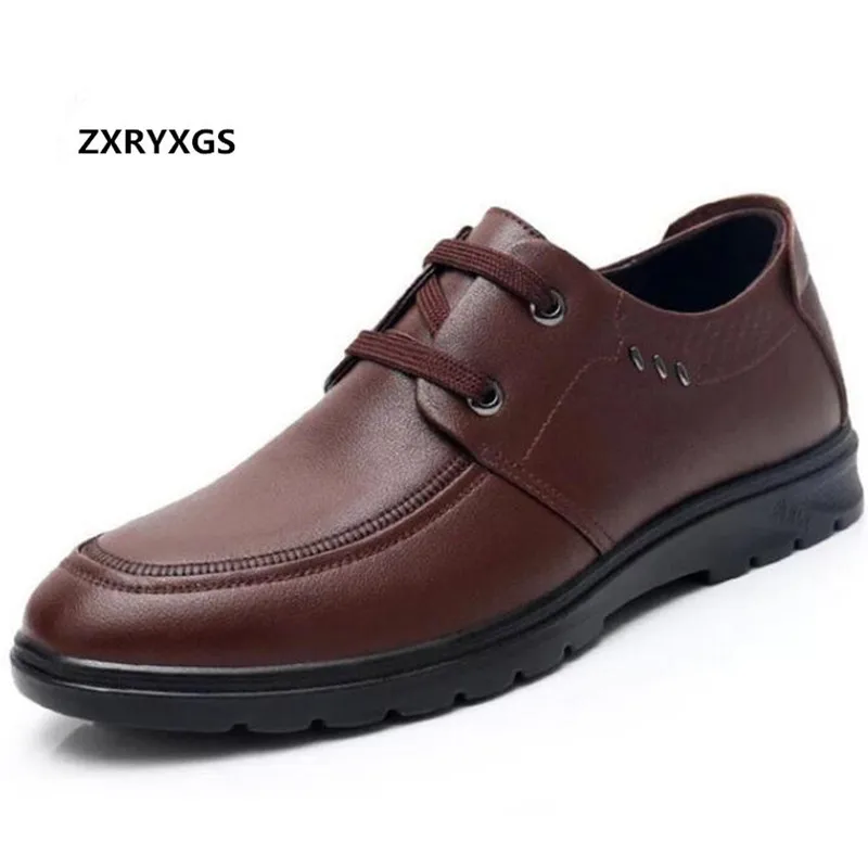 

2018 Newest Autumn Simple Lace Soft Comfortable Genuien Leather Shoes Men Shoes Casual Sneakers Non-slip Flat Shoes Men Sneakers