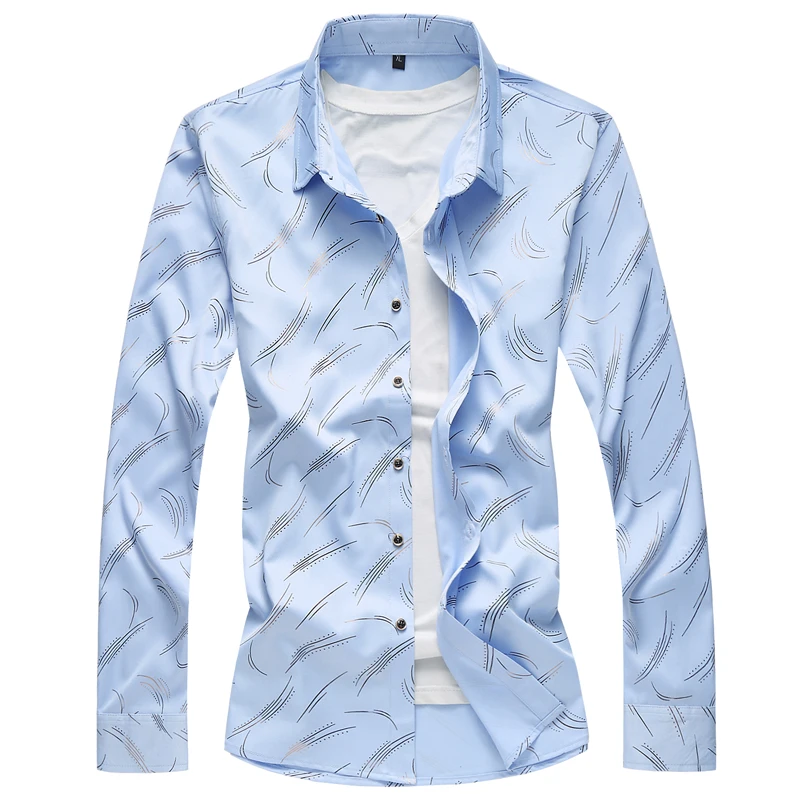 

fashion striped print men shirt long sleeve casual plus size 7xl spring men casual cotton shirt