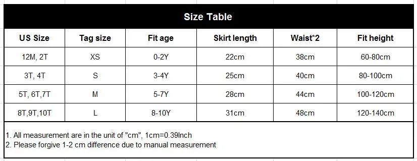 tutu size chart 1