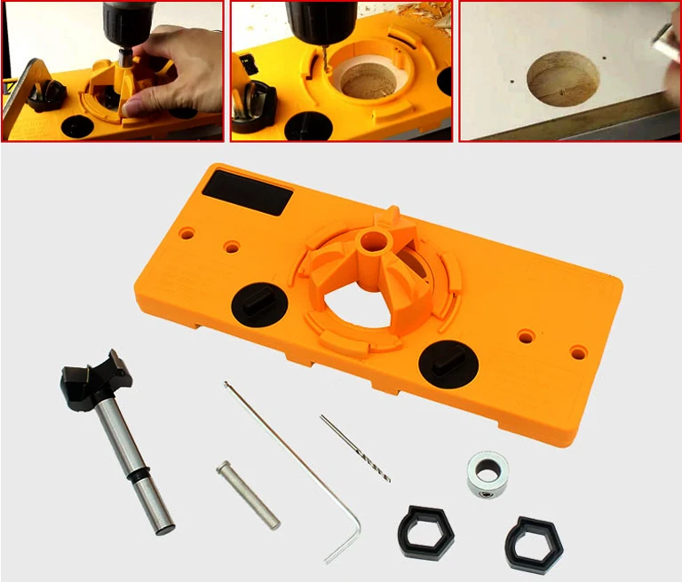 35mm Hinge Drilling Jig + 35mm Forstner Bit woodworking tool drill bits