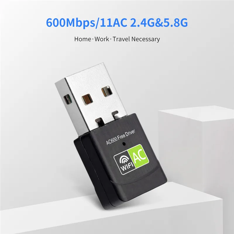 Бесплатный драйвер беспроводной USB Wifi адаптер 600 Мбит/с Wi-Fi сетевая карта 2,4G 5G двухдиапазонный Lan USB Wifi ключ приемник 802.11n/g/a/ac