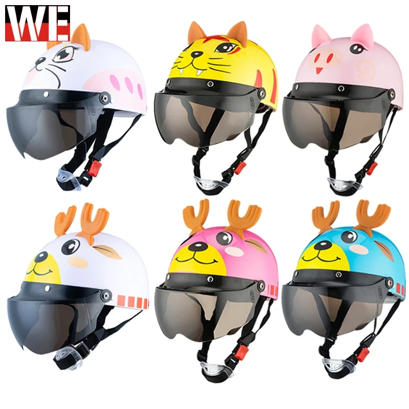 

Motorcycle Children's Helmet Kids Summer Cute Cartoon Protective Gear Safety Helmet with Goggles Skating Scooter moto Helmet