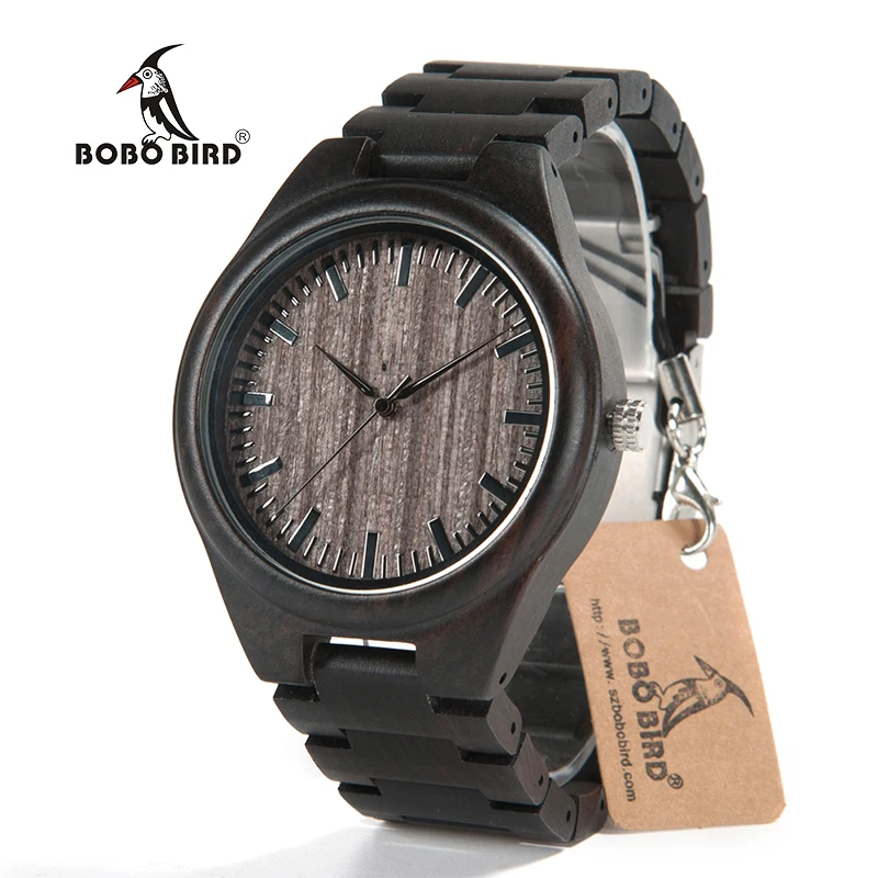 BOBO BIRD 2017 Luxury Brand Men Watches All Black Wooden Wristwatches with Wooden Band Wood Watches for Men relogio masculino BOBO BIRD 2017 Luxury Brand Men Watches All Black Wooden Wristwatches with Wooden Band Wood Watches for Men relogio masculino