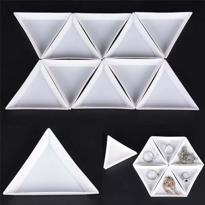 

10pcs/lot Environmental PP Triangle Plate For Jewelry Beads Organizer White Containers For Beads Display Plastic Tray Packaging