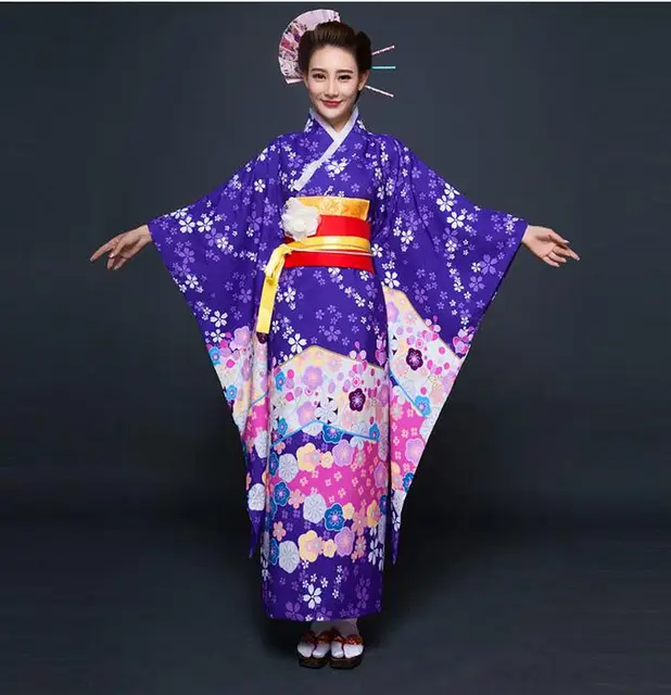high fashion purple japanese national women kimono traditional