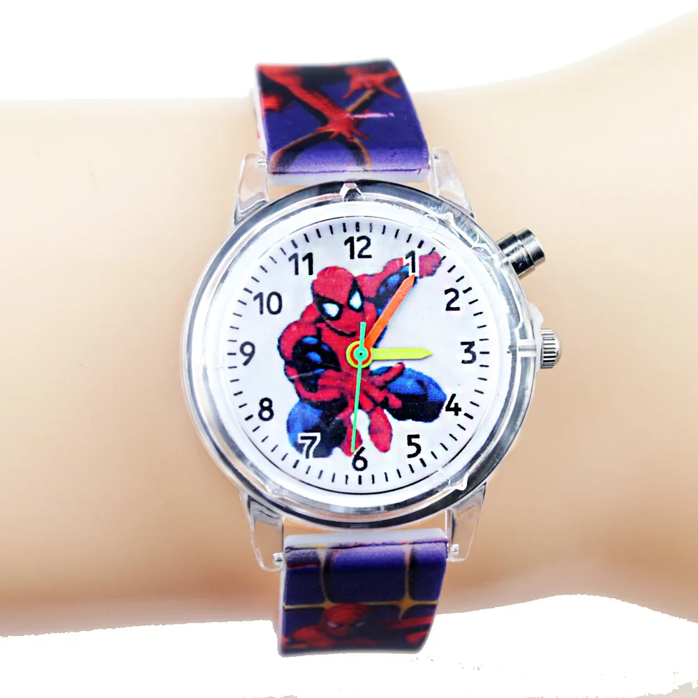 Детские часы с человеком-пауком для детей, яркие светящиеся электронные часы для мальчика, подарок на день рождения, наручные часы, Прямая