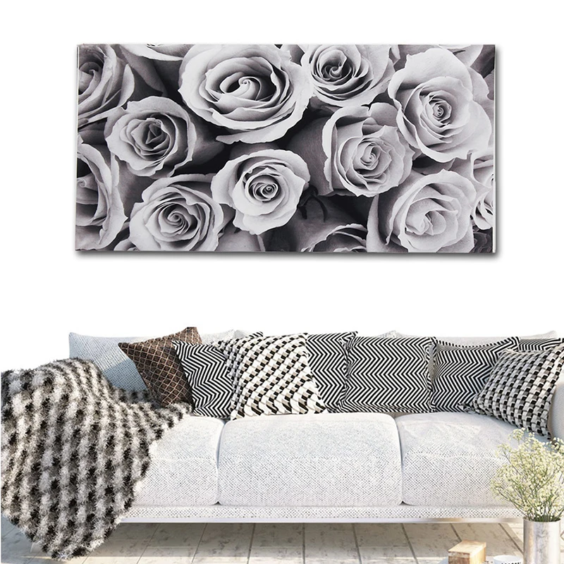 

45*80cm Frameless Monochrome Rose Wall Art Pink Canvas Painting Gift for Bedroom