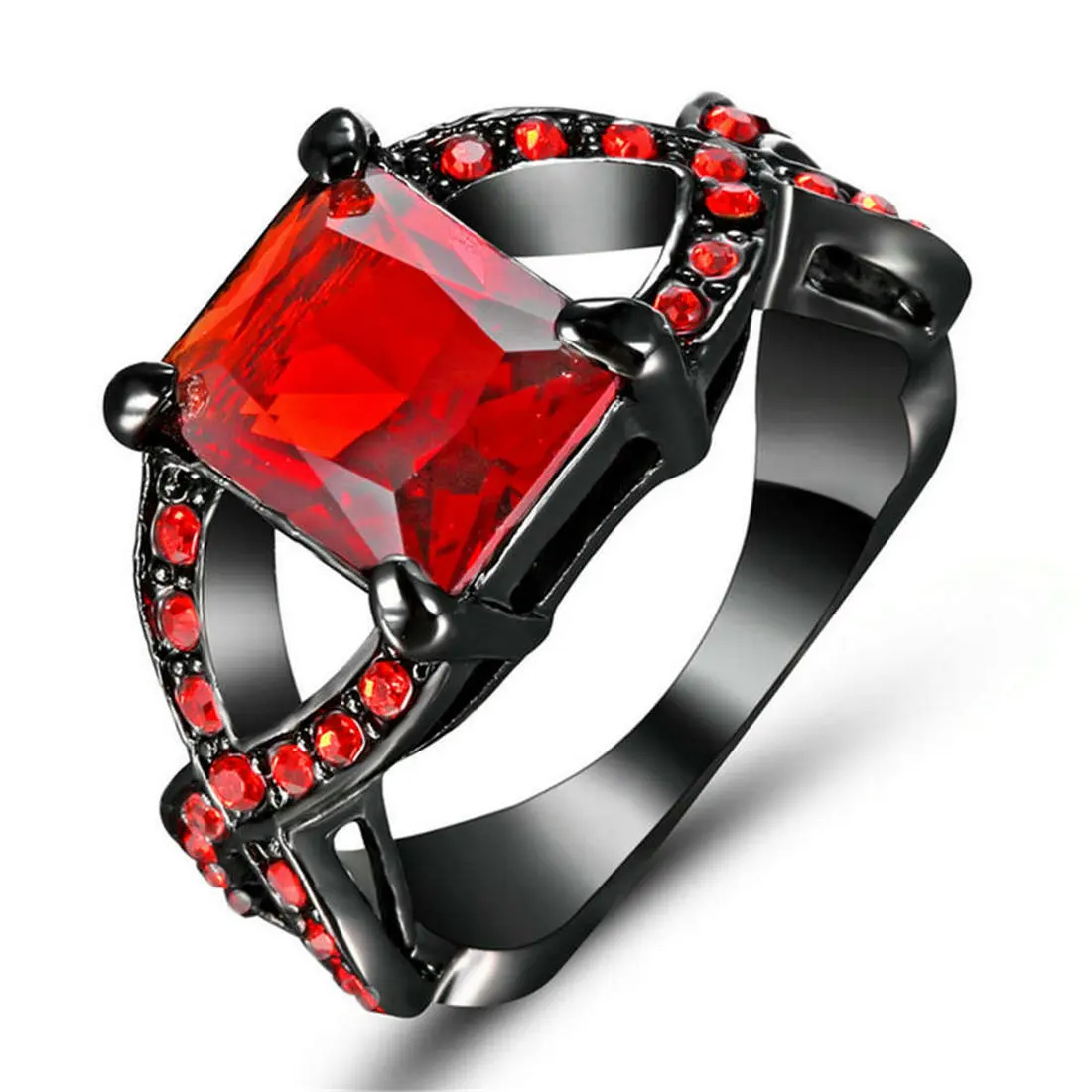 Vecalon, винтажное женское кольцо, красное, AAA, Cz, камень, позолота, цвет, модное, обручальное, обручальное кольцо для женщин, мужчин, подарок, Размер 7 - Цвет основного камня: BA117
