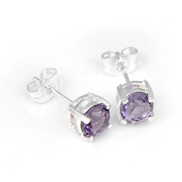 2Pairs 1 Lot New 2017 Cheap Wholesale Jewelry Round Peridot Silver Plated Stud Earrings Wedding