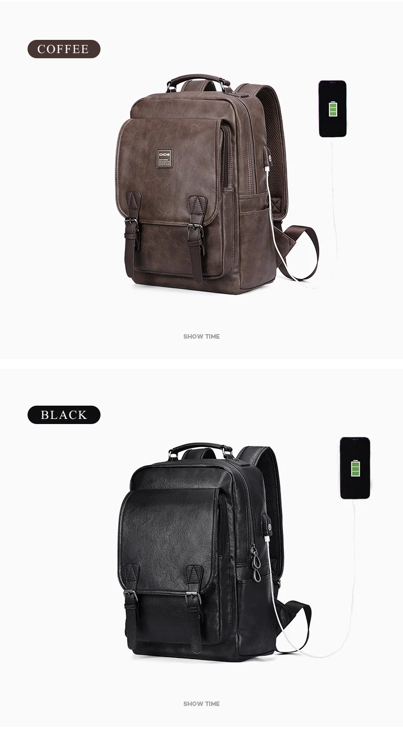 Модный школьный рюкзак DIDE с USB зарядкой для ноутбука для мальчиков-подростков, мужской Противоугонный рюкзак, мужской водонепроницаемый рюкзак