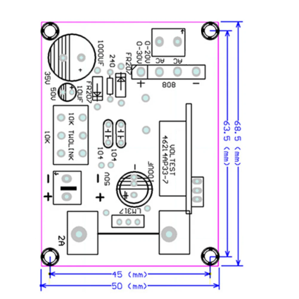 LM317 регулируемый регулятор напряжения понижающий модуль печатной платы