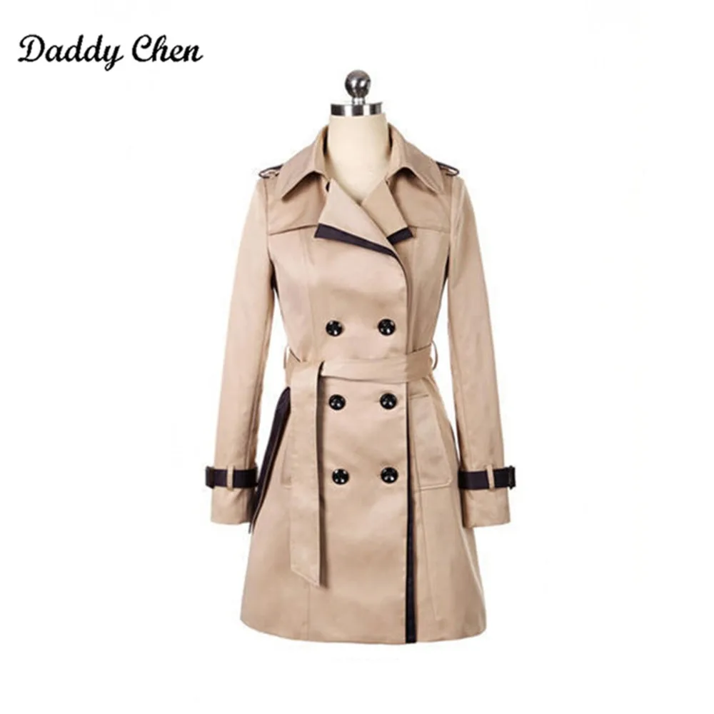 2018 autumn winter coat women jacket casual double-breasted long coat vintage female clothes high quality black khaki M L 2XL