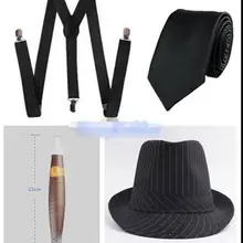 Для мужчин s 20s 1920s Гангстерский набор шляпа подтяжки галстук сигары Гэтсби костюм disfraz Женские аксессуары fantasias adulto для мужчин