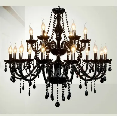 Современная блестящая черная хрустальная люстра освещение Потолочный подвесной ламповый светильник E14 110-220 В для декора avize лампа