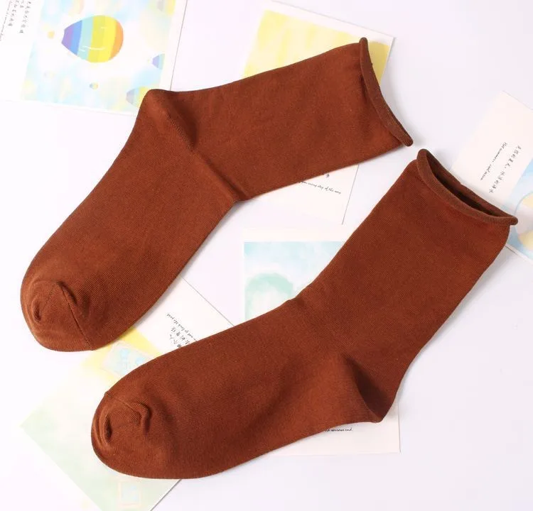 Женские хлопковые носки с окаймлением из чесаного хлопка, 5 пара/лот