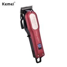 Профессиональные беспроводные триммеры Kemei для волос с цифровым напоминанием о мощности, регулируемая мощность, машинка для стрижки бороды, бритва для стрижки волос