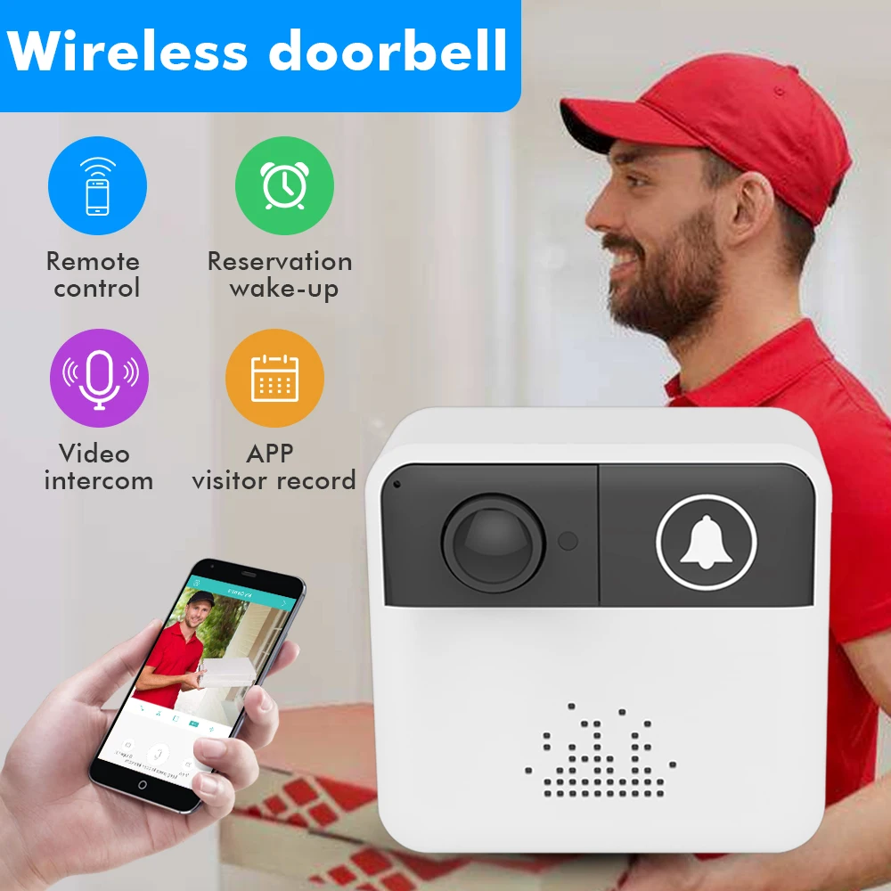 

SDETER Wireless Door Bell Wifi Doorbell Intercom Video Camera Two-Way Audio Night Vision APP Control for iOS Android Phones
