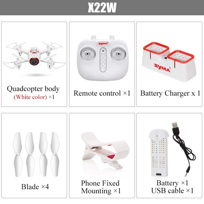 SYMA официальный X22W Радиоуправляемый вертолет Дрон Квадрокоптер камера FPV Wifi в режиме реального времени Трансмиссия Безголовый режим Hover функциональные дроны - Цвет: White With 1 Battery