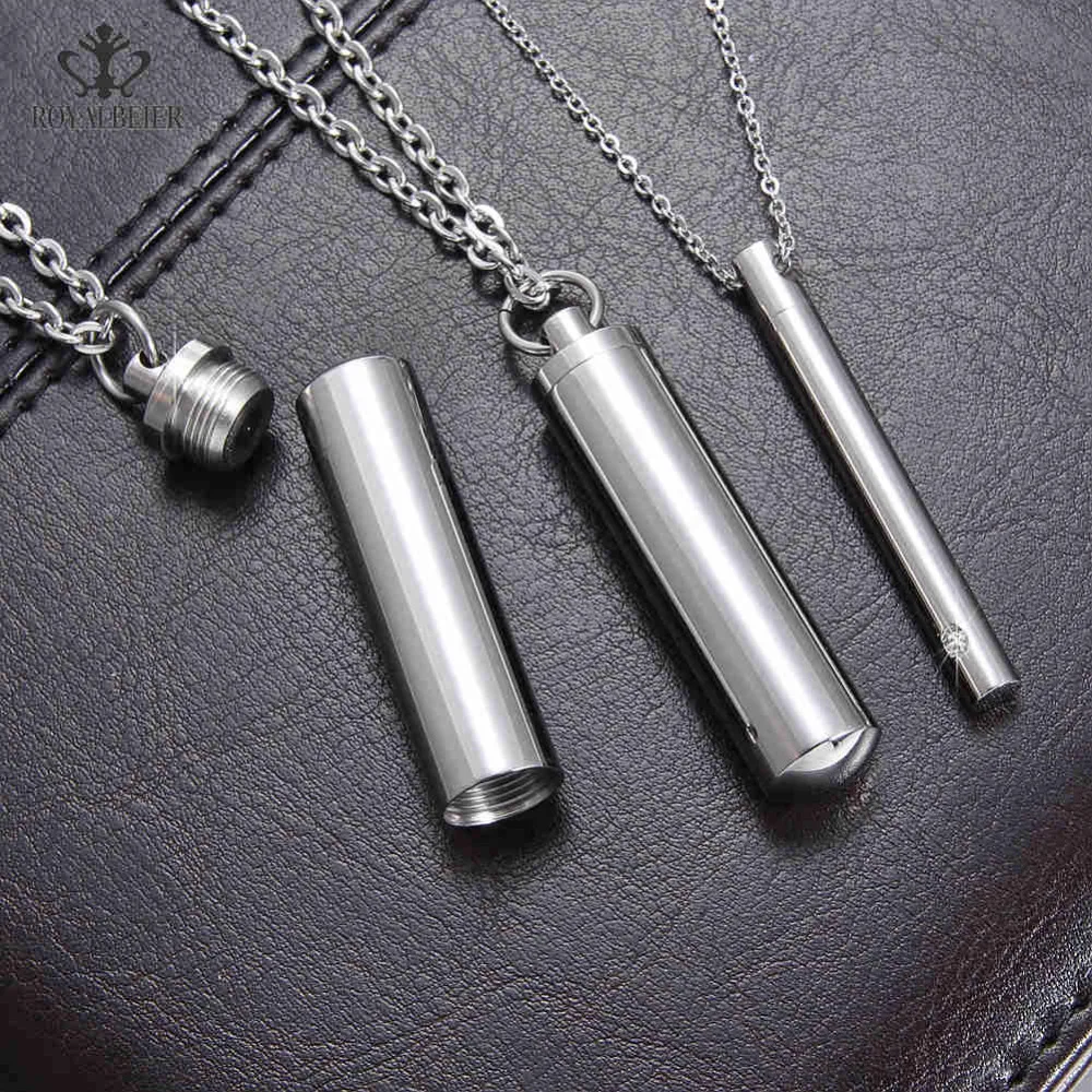 Цепочка с подвеской в виде цилиндра из нержавеющей стали 18 дюймов|cylinder steel|pendant