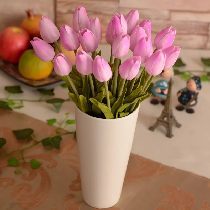 2017Hot sales 21 pieces/lot, Artificial flower high quality real touch PU Tulip desktop wedding home decoration gift multi-color