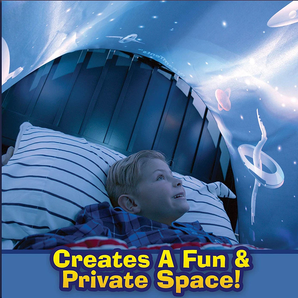 NEW Kids Dream Bed Tents with LED Light Children Fantasy Night Sleeping Fordable 