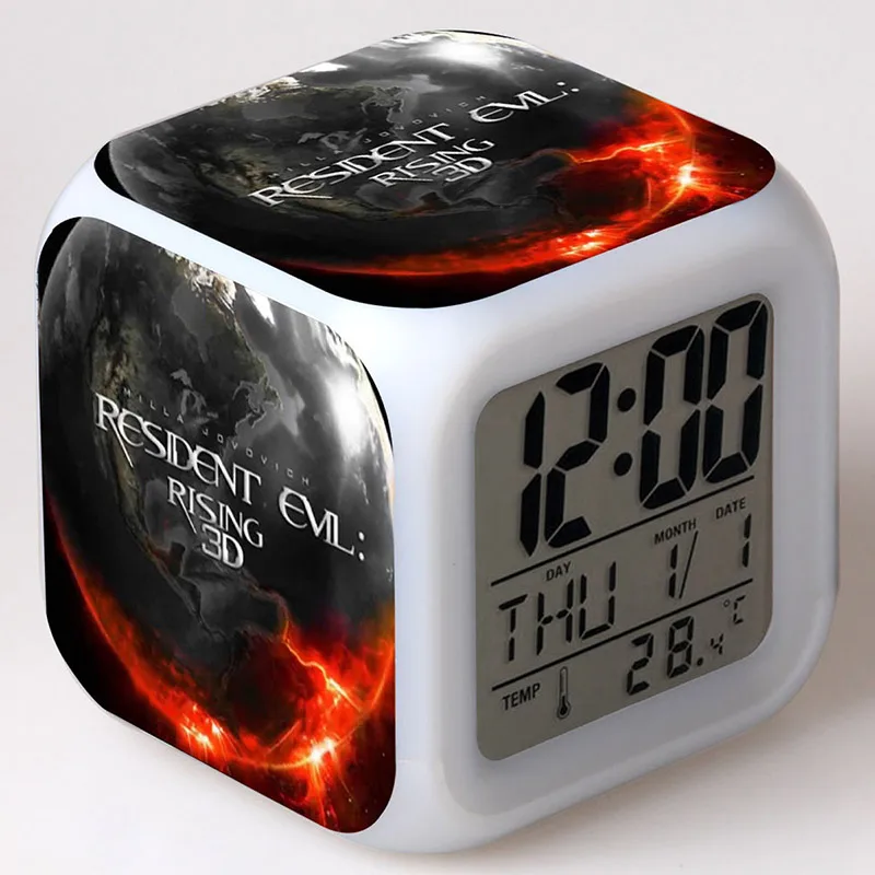 

Alice Figurine Juguetes LED Alarm Clock Colorful Changing Touch Light Resident Evil Movie Figure Toys