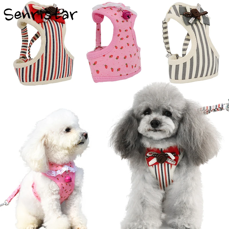 

Soft Mesh Dog Harness Leash Set for Small Medium Dogs Bell Cute Lace Cat Puppy Pet Vest Chihuahua Yorkie Teddy Chest Harness