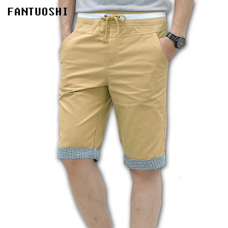 

2018 New Shorts Men Solid Loose Elastic Shorts Cotton Casual Plus Size Shorts Elastic waist Shorts Khaki Black Blue White 5XL