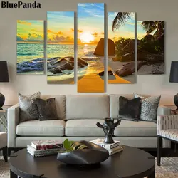 Закат морской пейзаж пять штук современный плакат масляные холсты настенные художественные офисные картины для гостиной домашний декор