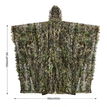 

Lifelike 3D Leaves Camouflage Poncho Cloak Stealth Suits Outdoor Woodland CS Game Clothing for Hunting Shooting Birdwatching Set