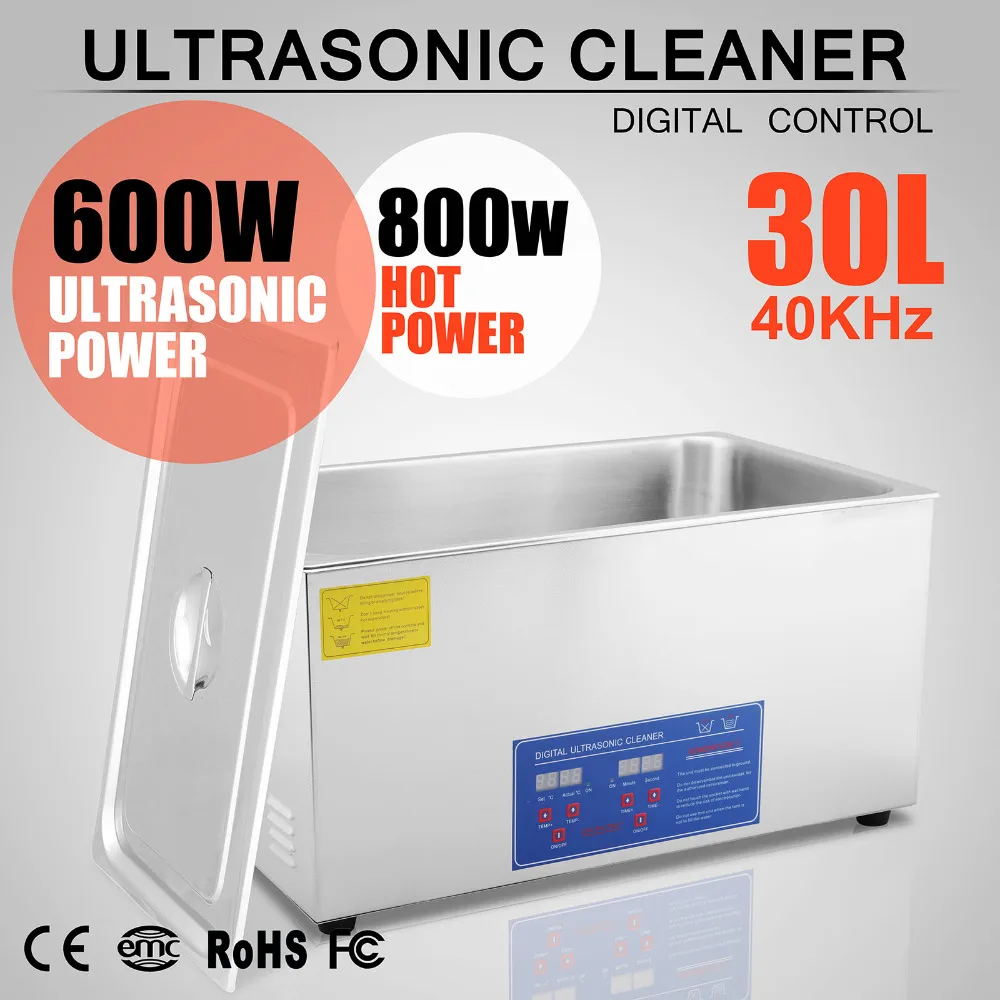 

Free shipping New 30L Ultrasonic Cleaner Stainless Steel Industry Heated Heater w/Timer