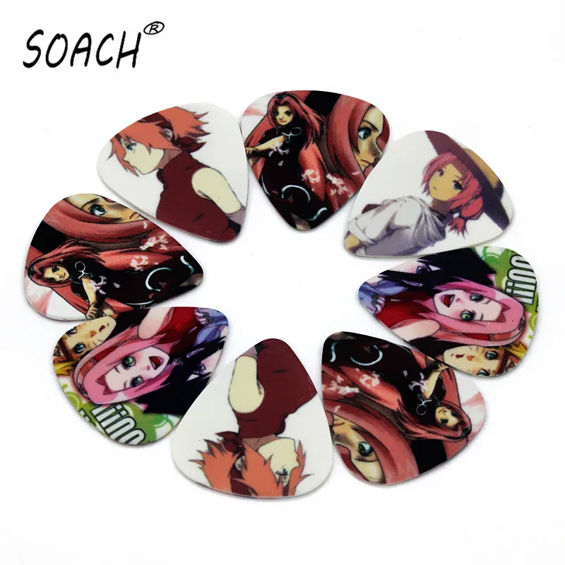 

SOACH 10pcs 0.71mm Newest Cartoon Sakura two side earrings pick DIY design guitar accessories pick guitar picks