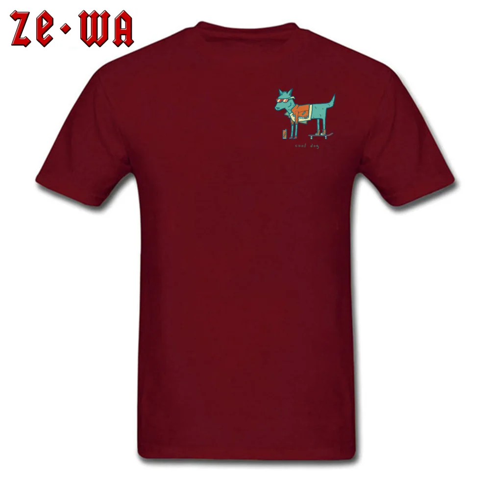 100% Cotton Men Short Sleeve Cool Dog Tshirts Casual T Shirt 2018 Hot Sale Printed On Round Neck Tops Shirts Wholesale Cool Dog Chest maroon