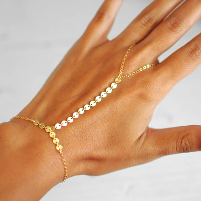 

2019 New Fashion Simple Bracelets & Bangles Small Sequins Punk Long Chain Pendant Bracelet For Women Party Jewelry