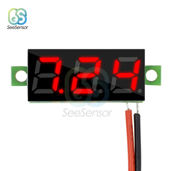 0,28 дюймов DC 0-100 в 12 В Мини светодиодный цифровой вольтметр измеритель напряжения Панель Вольт тестер детектор монитор красный зеленый синий желтый белый - Цвет: Red 2 Wire
