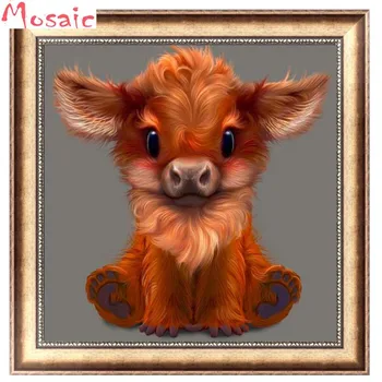 

Diamond Painting cow Full Square round Drill Mosaic little bull Picture Of Rhinestone Diamond Embroidery Home Decoration