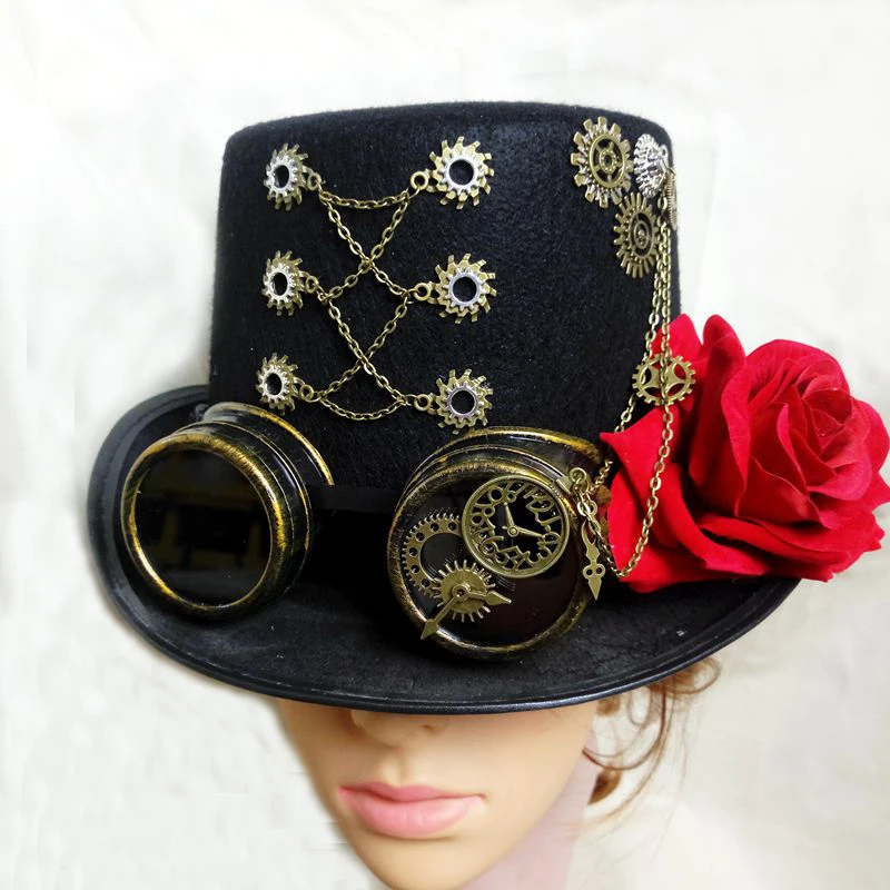Uniseks Hitam Fedora Kacamata Gear 