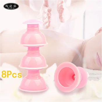 

8pcs/set Moisture Absorber Anti Cellulite Vacuum Cupping Cup Silicone Family Facial Body Massage Therapy Cupping Cups Massager